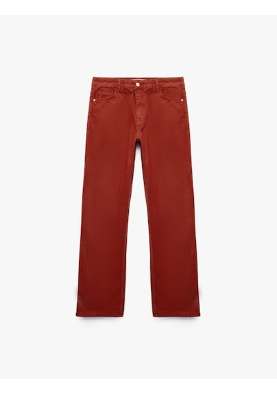 Koton Pamuklu Normal Bel Düğmeli Cepli Uzun Kesim Düz Paça Pantolon - Straight Jeans Kahverengi 7wal40118mw Kahve Koton Pamuklu Normal Bel Düğmeli Cepli Uzun Kesim Düz Paça Pantolon - Straight Jeans Kahverengi 7wal40118mw Kahve