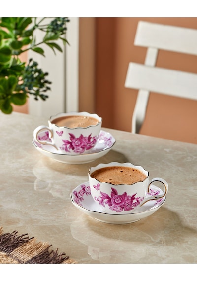 Pembe Porselen Kahve Fincan Seti 100 Ml