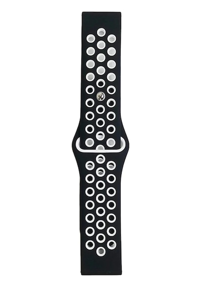 Watch 22mm Spor Delikli Kordon - Siyah-beyaz Çok Renkli