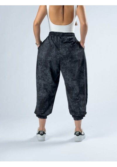 Cocopelli Siyah Baskılı Kadın Jogger Pantolon Coc3343