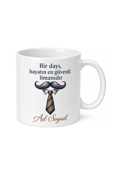 Dayı Hediyesi Erkek Tasarımlı Özel Baskılı Kupa Bardak Dayıya Hediye Beyaz / Çok Renkli