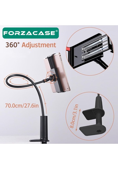 Forzacase 13 İnç E Kadar Uyumlu Yatak Masaüstü 360 Ayarlanabilir Akrobatik Telefon Tutucu Stand - Fc1239