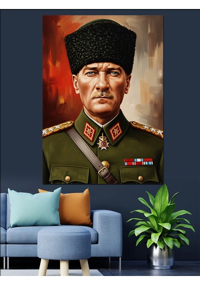 Ahşap Tablo Asker Üniformalı Mustafa Kemal Atatürk