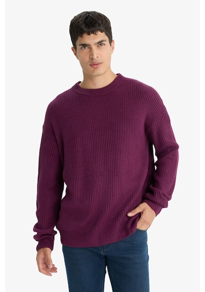 Defacto Oversize Geniş Kalıp Bisiklet Yaka Triko Kazak B9718ax25wnpr326 Mor-pr326