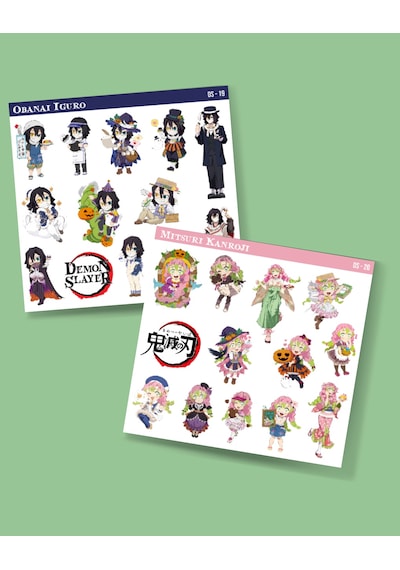 Mitsuri Kanroji-obanai Iguro-parlak Kağıt -2li Sticker Set-demon Slayer Anime Minithingsart