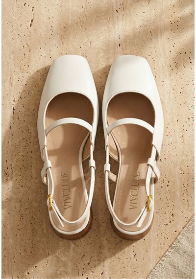 Look Shoes Liva Beyaz Cilt Topuklu Ayakkabı Beyaz