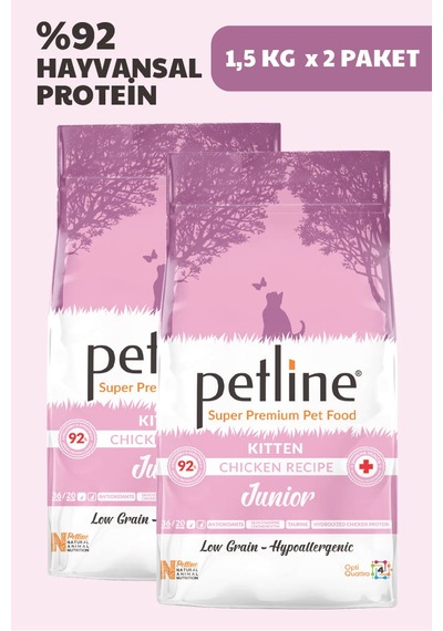 Petline Junior Kitten Tavuklu Yavru Kedi Maması 2 x 1500 G