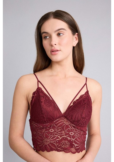 Defacto Dantelli Dantel Kaplı Pedli Balensiz Bralet G7763ax26spbr115 Bordo-br115