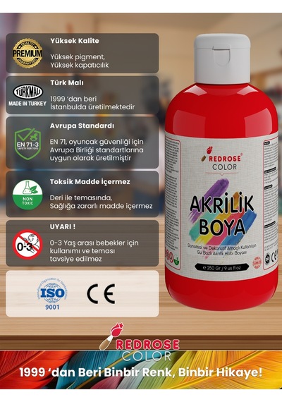 Red Rose Kırmızı Akrilik Boya 250 G