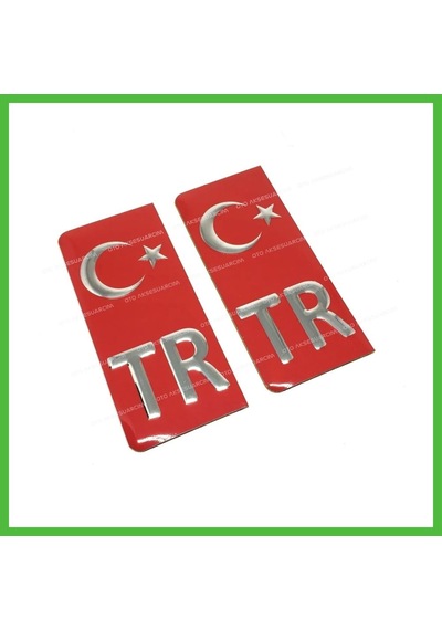 Vaveni Tr Plaka Arması Metal Etiket Sticker Kırmızı 2'li Arz