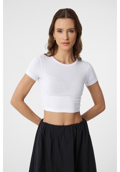 Antioch Basic Crop Kadın Top Beyaz