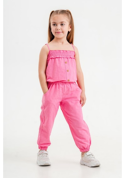 Kıpırık Baby Kız Çocuk Fuşya Pantalonlu Poplin Takım-1168 Koyu Pembe