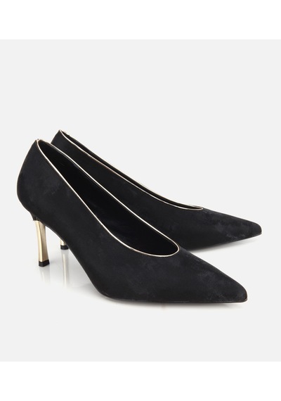 Hotiç Kadın Süet Siyah Gold Detaylı İnce Topuklu Stiletto 01ayh332690a100 01ayh332690a100