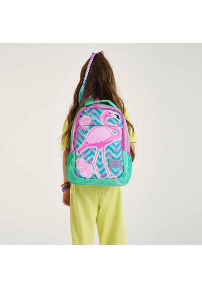 Coral High Kids Su Yeşili Pembe Simli Flamingo Desenli 2'li Okul Çanta Seti - Kız Çocuk Su Yeşili Pembe Flamingo