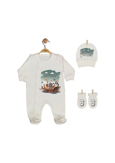 Pia Baby Gl 1947-02 İsme Özel Beşli Tulum Set Krem