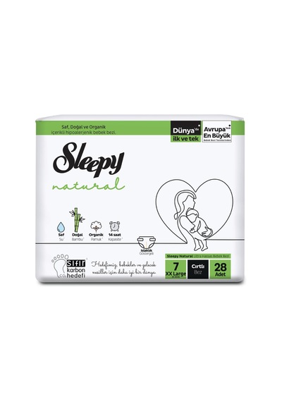 Sleepy Natural Ekonomik Paket Bebek Bezi 7 Numara Xxlarge 28 Adet