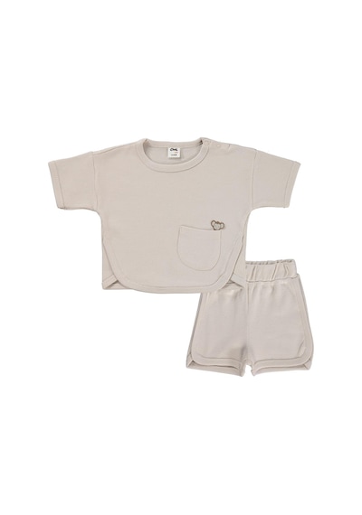 Civil Baby Cepli Basic 6-18 Ay Takım - Bej Taş Rengi