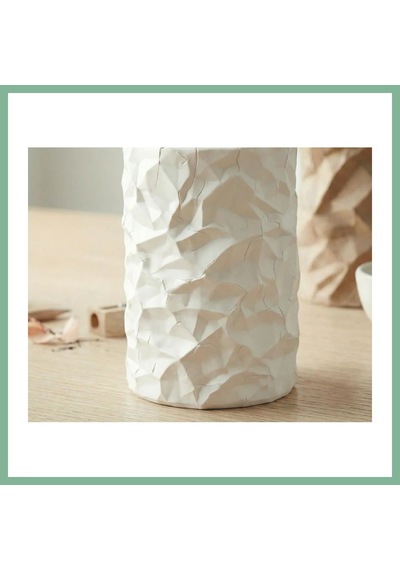 Bşkvirgo 3d Baskı Buruşuk Kağıt Görünümlü Kalemlik Modern Masaüstü Organizer Dokulu Kalem Tutucu 10 Cm - Beyaz Bsk2026