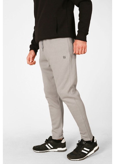 Erkek Jogger Pantolon Fermuarlı Cepli Paçada Gizli Fermuar Detaylı Beli Lastikli Bağcıklı Gri