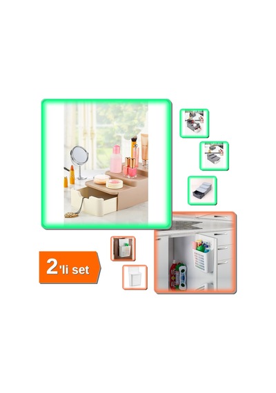 Compact Çekmeceli Standlı Düzenleyici + Dolap Kapağına Asılabilen Deterjan Organizeri - 2li Set F7s0 Belirtilmemiş