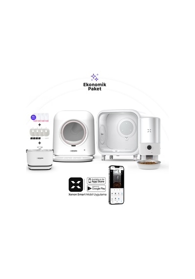 Xenon Smart Akıllı Otomatik Kedi Tuvaleti Evcil Hayvan Kurutma Makinesi Premium 6'lı Pet Ürünleri Seti