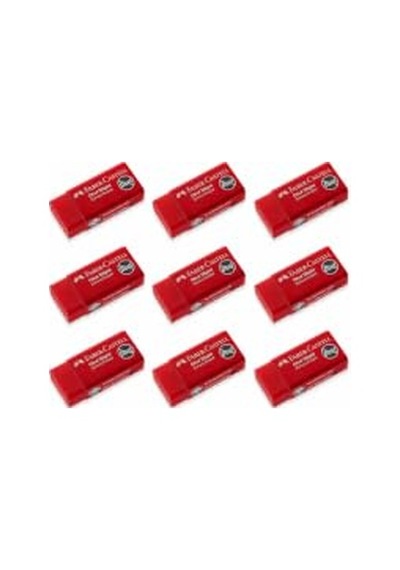 Faber Castell Okul Silgisi, 9 Adet, Küçük Boy, Kırmızı