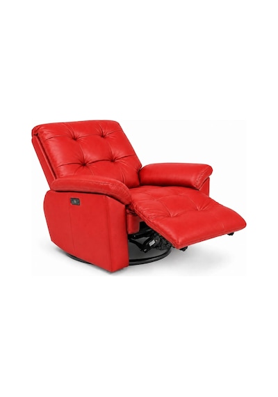 Smarto Relax Zürih Vıp Elektrikli Döner Sallanan Tv Koltuğu Kontrol Panelli Ergonomik Gerçek Deri Baba Koltuğu Kırmızı