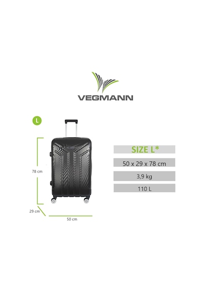 Vegmann Vela Siyah Büyük Boy Valiz