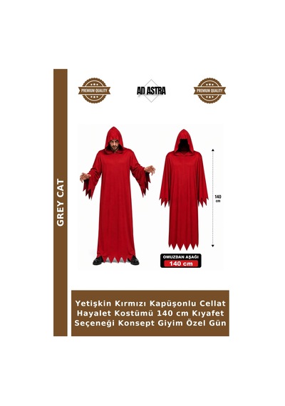 Yetişkin Kırmızı Kapüşonlu Cellat Hayalet Kostümü 140 Cm Kıyafet Seçeneği Konsept Giyim Özel Gün