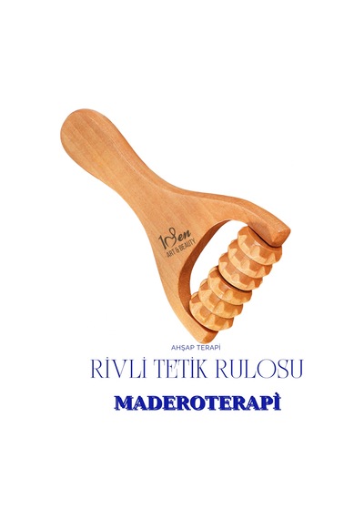 Maderoterapi Rivli Tetik Rulosu Ahşap Masaj Aleti Kahverengi