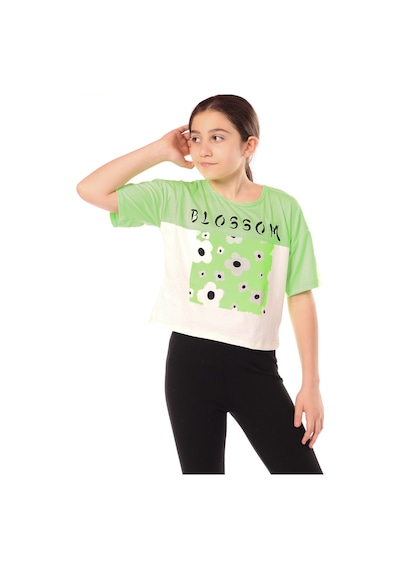 Toontoy Kids Toontoy Kız Çocuk Baskılı Tişört Neon Yeşil