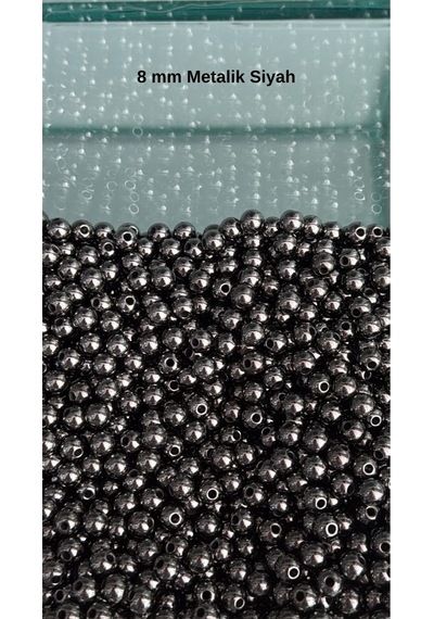 100 Gram - İnci Boncuk - 8 Mm Renk : Metalik Siyah