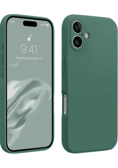 Newface Apple Uyumlu iPhone 16 Kılıf First Silikon - Koyu Yeşil Koyu Yeşil