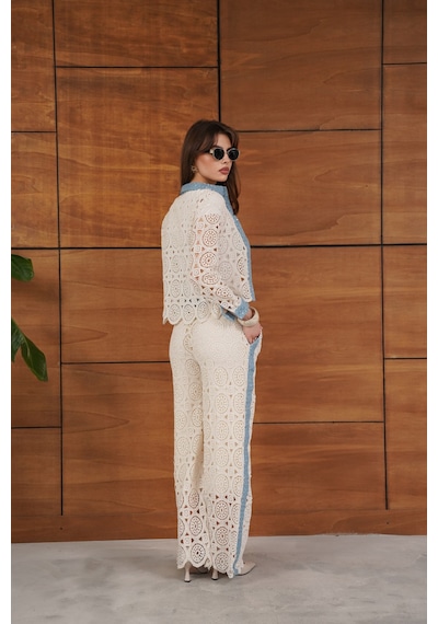 Verymoda Kot Detaylı Dantel Pantolon F1759 Ham