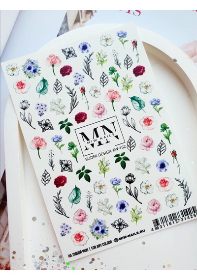 Nail Art Slider Stiker Çiçek Çerçeve Premium W152
