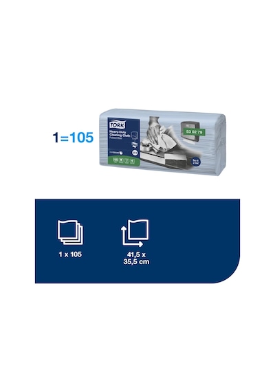Tork Nonwoven Ağır Kirler İçin Z Katlı Mavi Temizlik Bezi 105 Yaprak 4 Paket