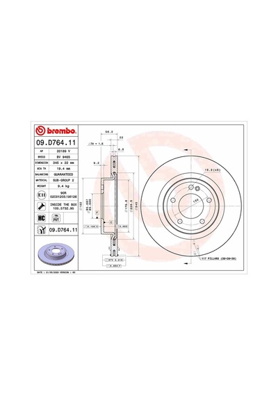 Brembo Fren Dıskı Arka Mercedes G-class W463 18 Brembo 09d76411 A4634230100