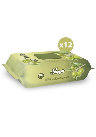 Sleepy Doğal Zeytinyağı Ve Pamuksu Lifler Islak Mendil 12 x 90'lı 1080 Yaprak