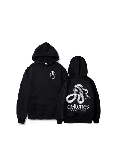 Tarzsokak Siyah Unisex Özel Müzik Işlemeli Hoodie Rock Grubu Deftones Streetweed Moda