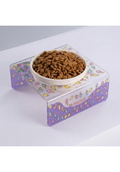Ice Cream Tekli Seramik-pleksi Mama Ve Su Kabı-kedi Köpek Mama Su Kabı
