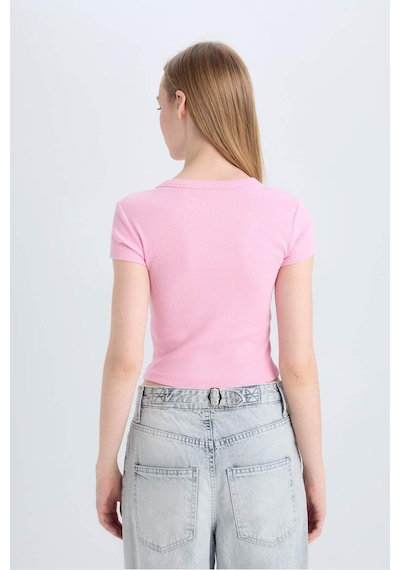 DeFacto Coool Fitted Bisiklet Yaka Basic Düz Fitilli Kaşkorse Kısa Kollu Tişört E0287AX25SMPN614