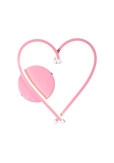 Kalp Modern Tasarım Pembe Renk Çocuk Odası Gün Işığı Ledli Banyo - Mutfak - Salon Led Duvar Aplik Pembe Pembe