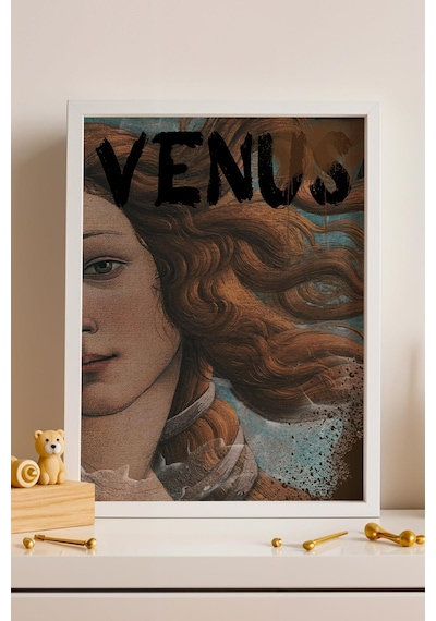Saturn Venüsün Doğuşu Çerçeveli Tablo Urban Art Venüs Tablosu Modern Cafe Duvar Dekorasyonu Altered Art