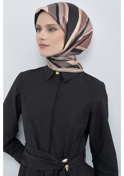 Armine Saf İpek Sura Eşarp-2026 İlkbahar-yaz- 951400d Pudra-Siyah