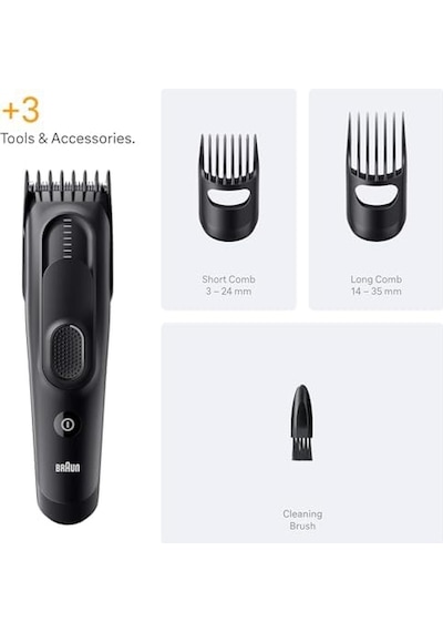Saç Kesme Makinesi Series 5, +3 Aksesuar, Ömür Boyu Keskin Bıçak, 17 Uzunluk, Hc5530