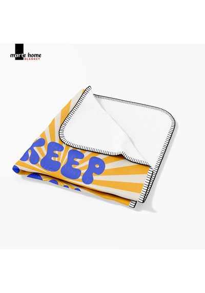 Keep Goıng Polar Tv Battaniyesi 100x170 Cm Tek Taraf Baskılı Sarı Sarı - Beyaz