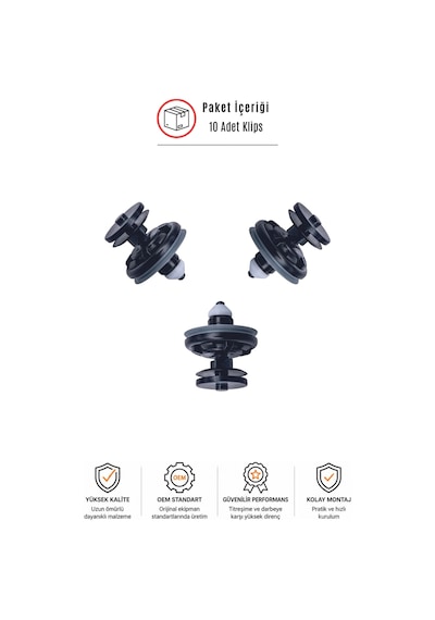 Ford Focus 1-2 C-max Kuga Uyumlu Kapı Döşeme Klipsi 6q0868243 10 Adet
