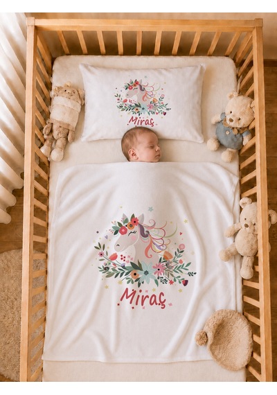 Pia Baby İsme Özel 5 Parça Kız Bebek Hastane Çıkışı Tulum Seti %100 Pamuk Organik Baskılı 2076tyb0x Ekru
