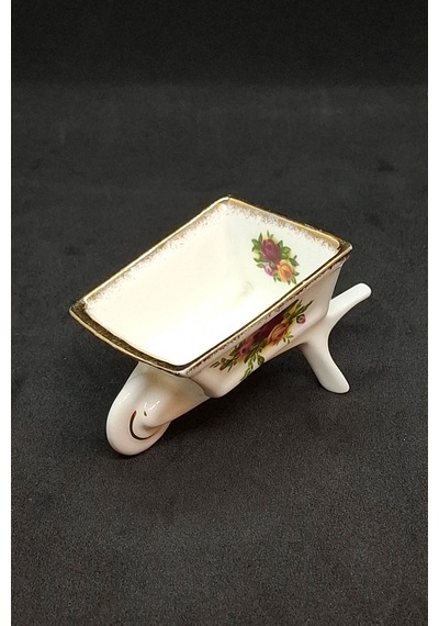 Old Country Roses Bone China Antika Porselen El Arabası Figürü 8x5 Cm Çok Renkli