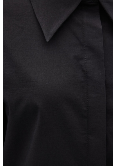 Sateen Düğme Detaylı Gömlek - Siyah-137149 Siyah